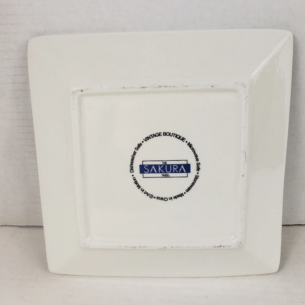 3 Sakura Vintage Boutique Square Stoneware Salad Dessert Plates Paris Motif